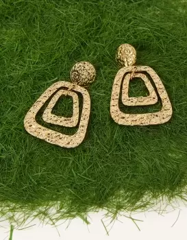 Image of Accessorize Womens Gold Hammered Door Knocker Earrings, Size: One Size