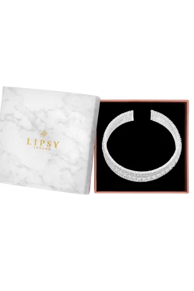 Image of Silver Crystal Diamante Cuff Bracelet - Gift Boxed