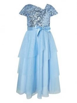 Image of Monsoon Girls Florabelle Sequin Tiered Maxi Dress - Blue