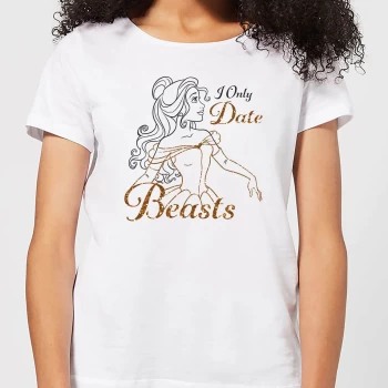 Image of Disney Beauty And The Beast Princess Belle I Only Date Beasts Womens T-Shirt - White - M