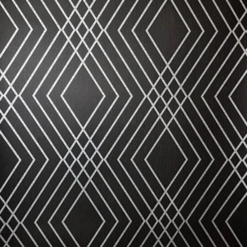 Image of FINE DECOR Fine Decor - Shard Trellis Charcoal Black Wallpaper Metallic Effect Feature Wall WL-FD43614