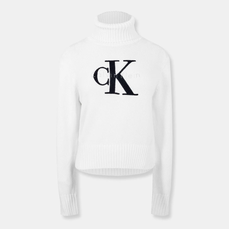 Image of Calvin Klein Jeans Funnel Neck Sweater Brilliant White female 8 (XS)