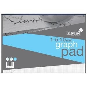 Image of Silvine A3 90gsm 1mm 5mm 10mm Grid Student Graph Pad 30 Sheets White