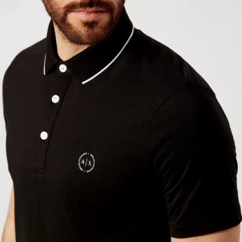 Image of Armani Exchange Tipped Collar Polo Shirt Black Size 2XL Men