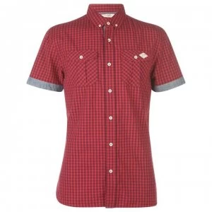 Image of Lee Cooper Short Sleeve Gingham Shirt Mens - Red/Navy