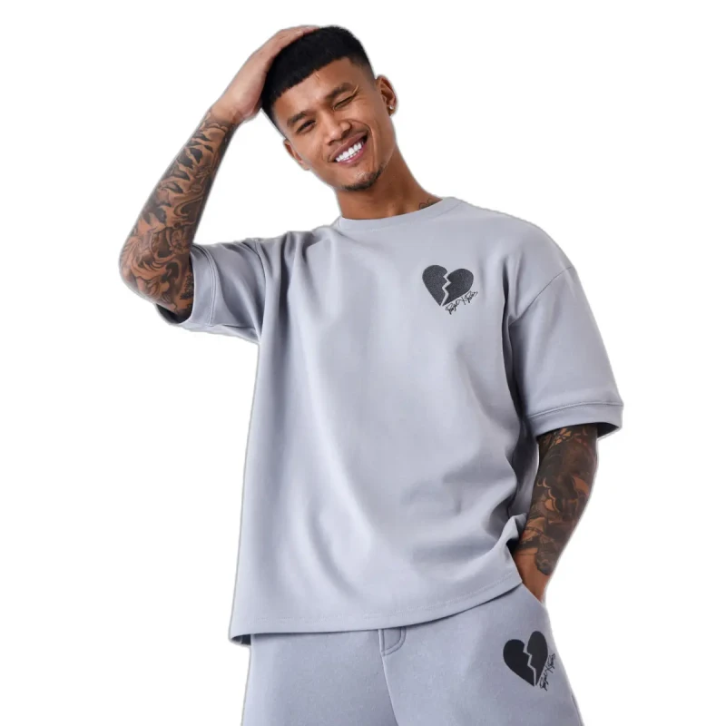 Image of Project X Paris Thick broken-heart T-Shirt Project X Paris Gris Male XS 2310072_GY2