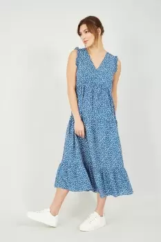 Image of Blue Ditsy Floral Tier Dress