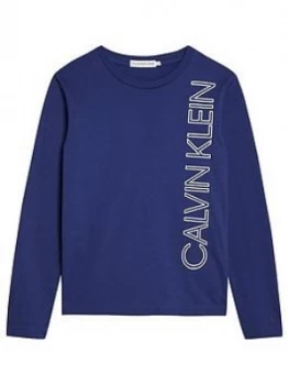 Image of Calvin Klein Jeans Boys Reflective Lines Long Sleeve T-Shirt - Blue