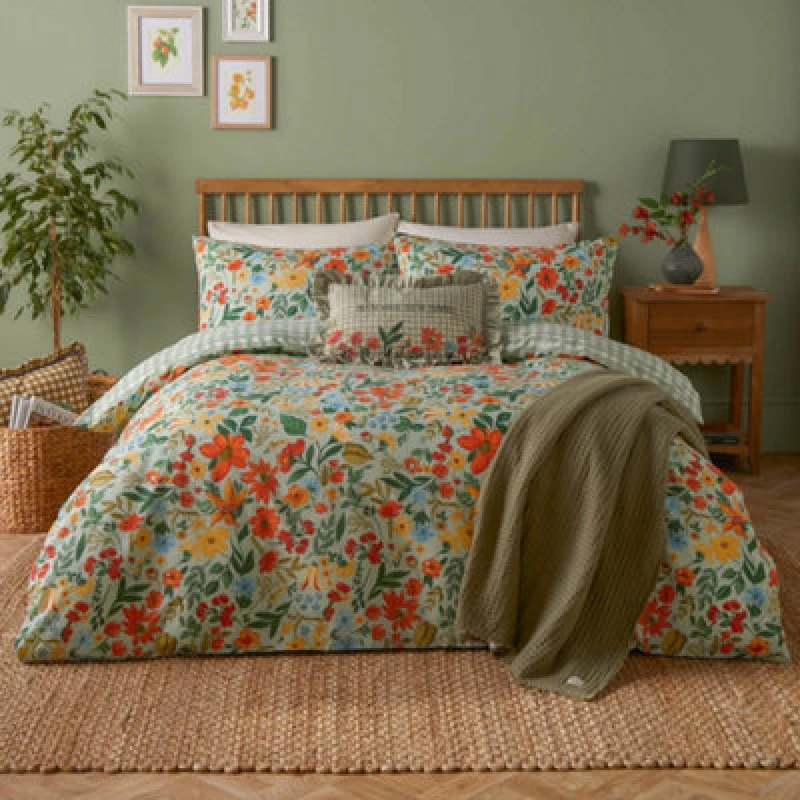 Image of Furn. Meadowhaze Printed Duvet Sets, Single, Green