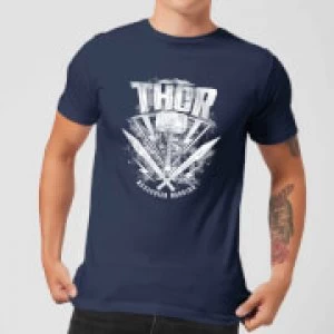 Image of Marvel Thor Ragnarok Thor Hammer Logo Mens T-Shirt - Navy - M