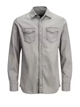 Image of JACK & JONES Denim Shirt Men Grey