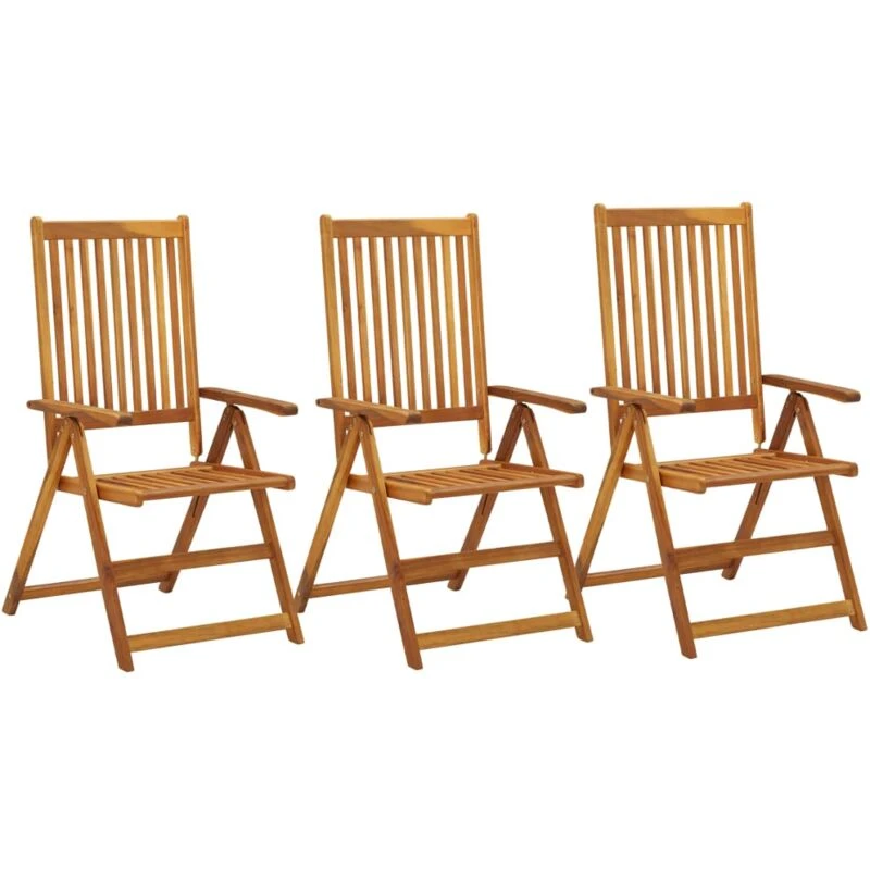 Image of VIDAXL Garden Reclining Chairs 3 pcs Solid Acacia Wood Vidaxl 8720286114223