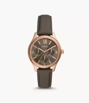 Image of Fossil Women Rye Multifunction grey Leather Watch