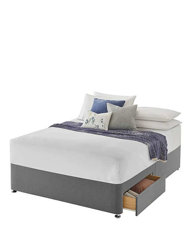 Image of Silentnight Silentnight Fabric 2 Drawer Divan Base Grey - Silentnight - Size: DOUBLE Grey DOUBLE DI28707
