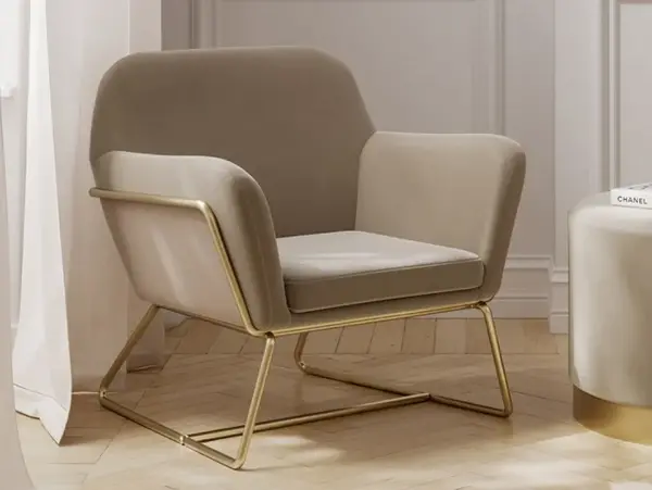 Image of LPD Charles Beige Velvet Fabric Armchair