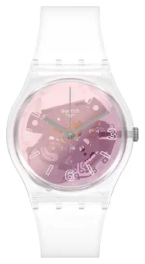 Image of Swatch Original Gent Pink Disco Fever Skeleton Dial Watch