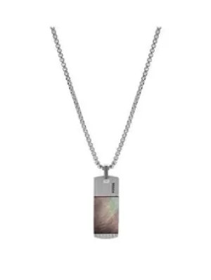 Image of Fossil Vintage Casual Mens Neklace Stainless Steel, Silver, Men