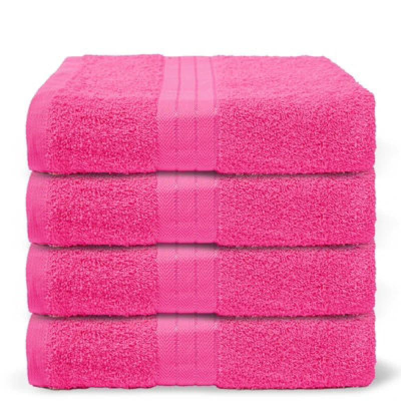 Image of OHS OHS 4 Pack of 100% Cotton Bathroom Bath Towel in Pink Pink Bath Towel Unisex 5027434228928