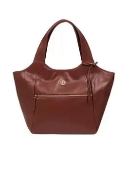 Image of Pure Luxuries London Pure Luxuries Loxford Vintage Cognac Leather Tote Bag, Brown, Women