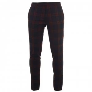 Image of Twisted Tailor Twisted Mens Ginger Tartan Suit Trousers - Red