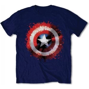 Image of Marvel Comics - Captain America Splat Shield Mens Medium T-Shirt - Blue