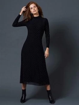 Image of Mint Velvet Studded Midi Dress - Black