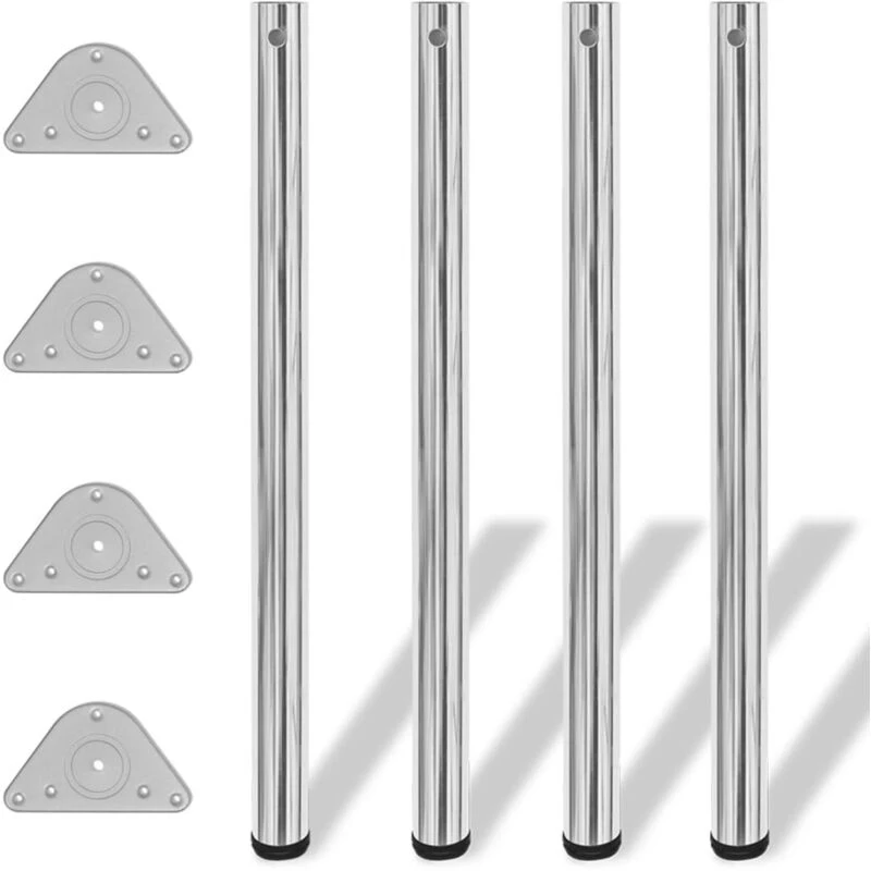 Image of VIDAXL 4 Height Adjustable Table Legs Chrome 870 mm Vidaxl 8718475946588