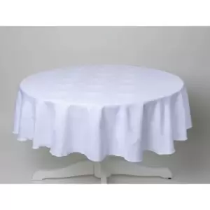 Image of Damask Rose Tablecloth 54 Round For Dining Table Easycare - White