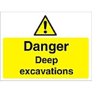 Image of Warning Sign Deep Excavations Fluted Board 45 x 60 cm