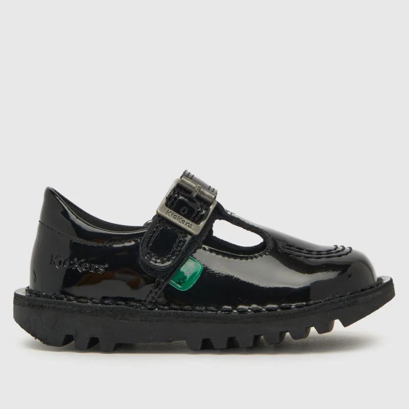 Image of Kickers Kick T Velcro Patent boys's Children's Slip-ons (Shoes) in Black