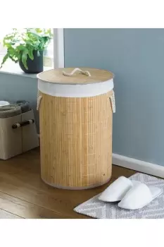 Image of Country Club Round Bamboo Laundry Basket Natural