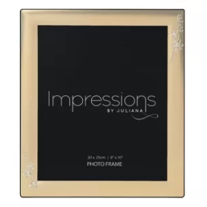 Image of 8" x 10"- IMPRESSIONS Gold Photo Frame with Crystal Flowers