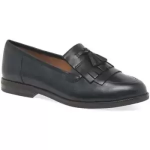 Image of Caprice Cait Womens Leather Fringe Tassel Loafer Flats womens Loafers / Casual Shoes in Black,4.5,5,5.5,6,6.5,7.5