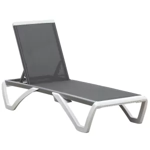 Image of Outsunny Portable Outdoor Chaise Lounge, with Adjustable Back, Breathable Texteline, Light Grey
