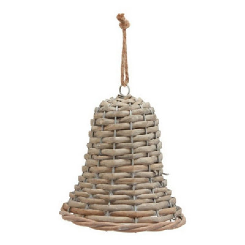 Image of Hill Interiors The Noel Collection Medium Bell Decoration - Wicker - L7 X W7 X H12cm - Brown