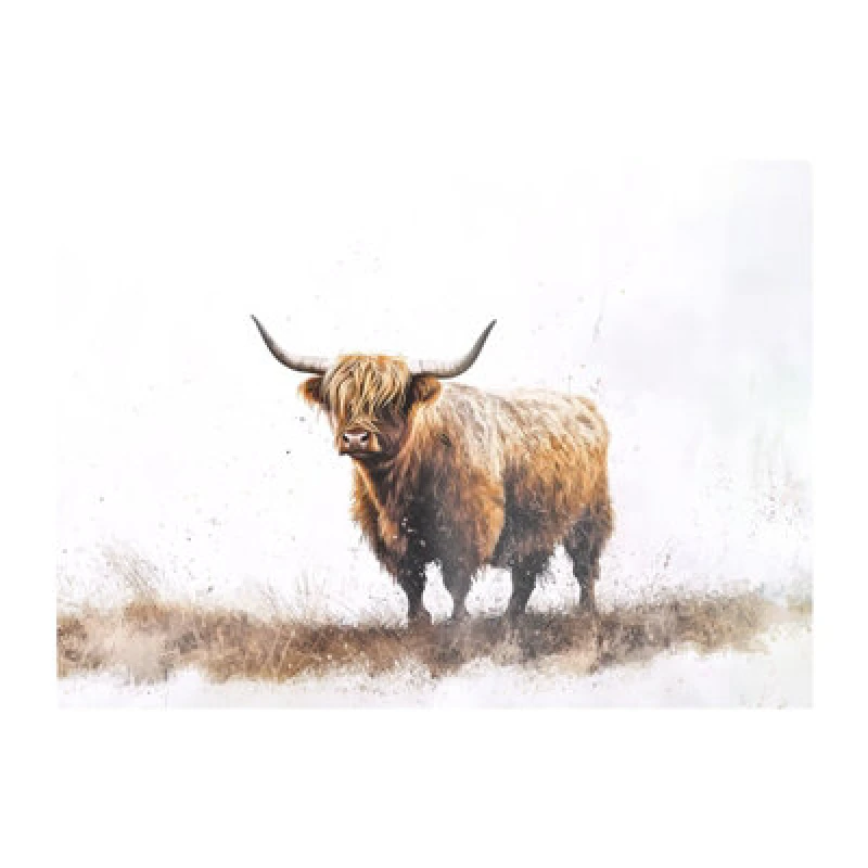 Image of Warren Reed Designer Highland Cow Watercolour Glass Chopping Board