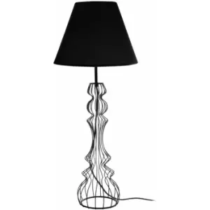 Image of Premier Housewares - Black Table Lamp With Base Made From Metal Wire /Tapered Shape/ Fashionable Decor Piece For Reading / Office / Bedroom Lamps 28