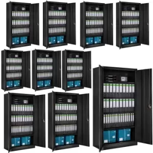 Image of TecTake 10 X Stainless Steel Filing Cabinet With 5 Shelves - Black