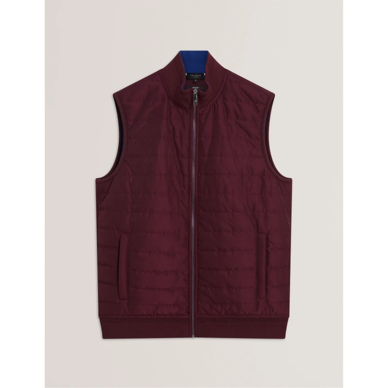 Image of Ted Baker Mens Quilted Gilet Maroon male S (2)