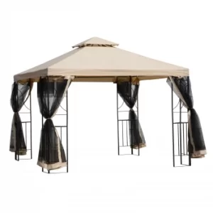 Image of Outsunny 3x3m Outdoor Gazebo Tent W/Netting, 2-tier Roof