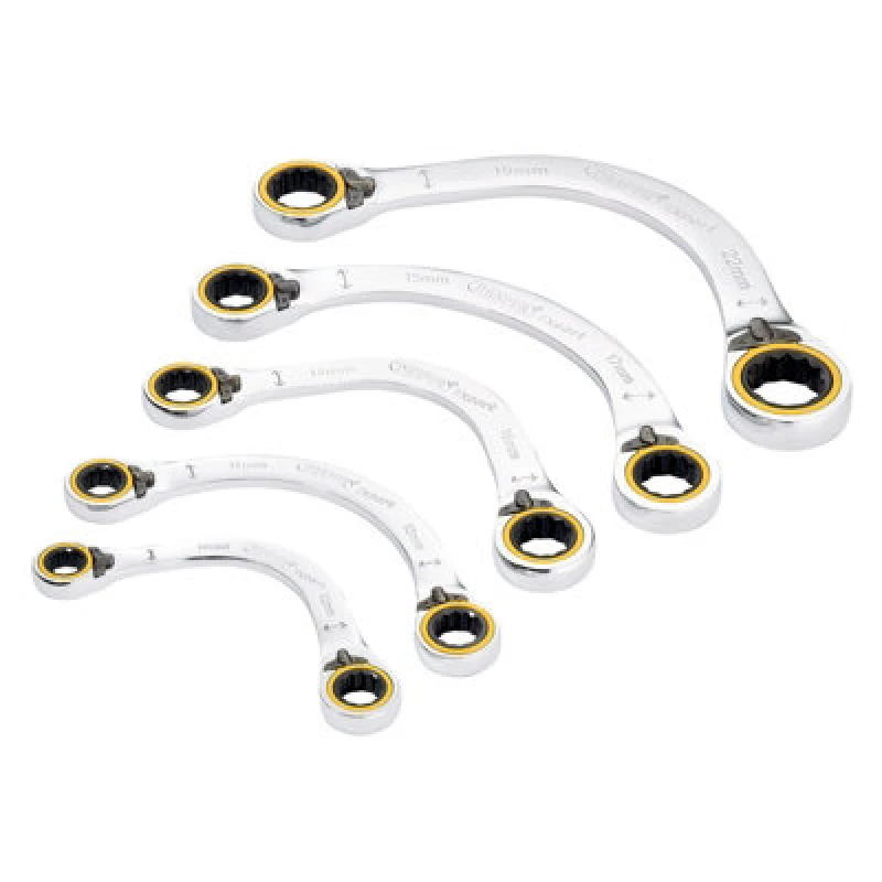 Image of DRAPER EXPERT Draper Expert - Draper 5PC half moon ratchet span set 03941 hi-torq Double Ring Ratchet Half Moon Spanner Set (5 Piece) 03941