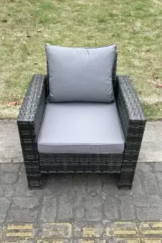 Image of High Back Rattan Single Arm Chair Thick Seat And Back Cushion