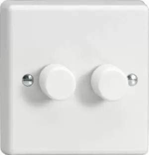 Image of Varilight Classic 2x400W 2 Gang 2 Way Dimmer Knob Double HQ83W - White - HQ83W