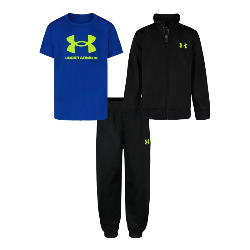 Image of Under Armour Kids Brawler Poly Tracksuit Black/Blue male 2 - 3 Years