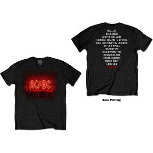 Image of AC/DC - Dark Stage/Tracklist Unisex Medium T-Shirt - Black