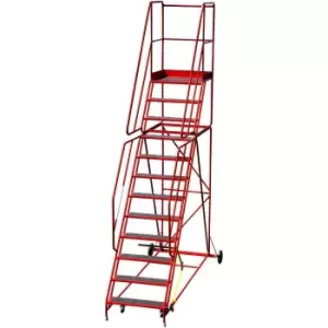 Image of 12 Tread HEAVY DUTY Mobile Warehouse Stairs Anti Slip Steps 3.7m Safety Ladder