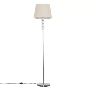 Image of Eleanor Chrome Floor Lamp with Beige Aspen Shade