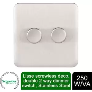 Image of Lisse 2 Gang 2 Way Dimmer 250W GGBL6022CSSS Stainless Steel - Schneider Electric
