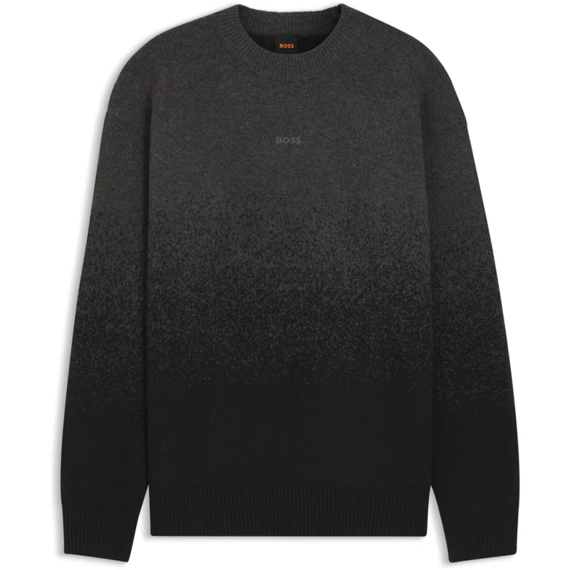 Image of Boss Mens Kalbrush Orange Crew Neck Jumper Black 001 male L