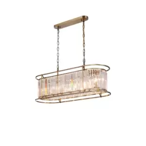Image of Guilford Oval Ceiling Pendant, 7 Light E14, Antique Brass, Clear
